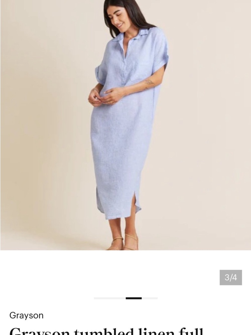 The Artist Washed Sage Midi Shirt Dress with Pocket - Picture 7 of 7